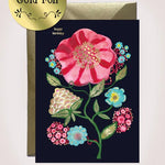 beautiful unique bright floral birthday card with gold foil