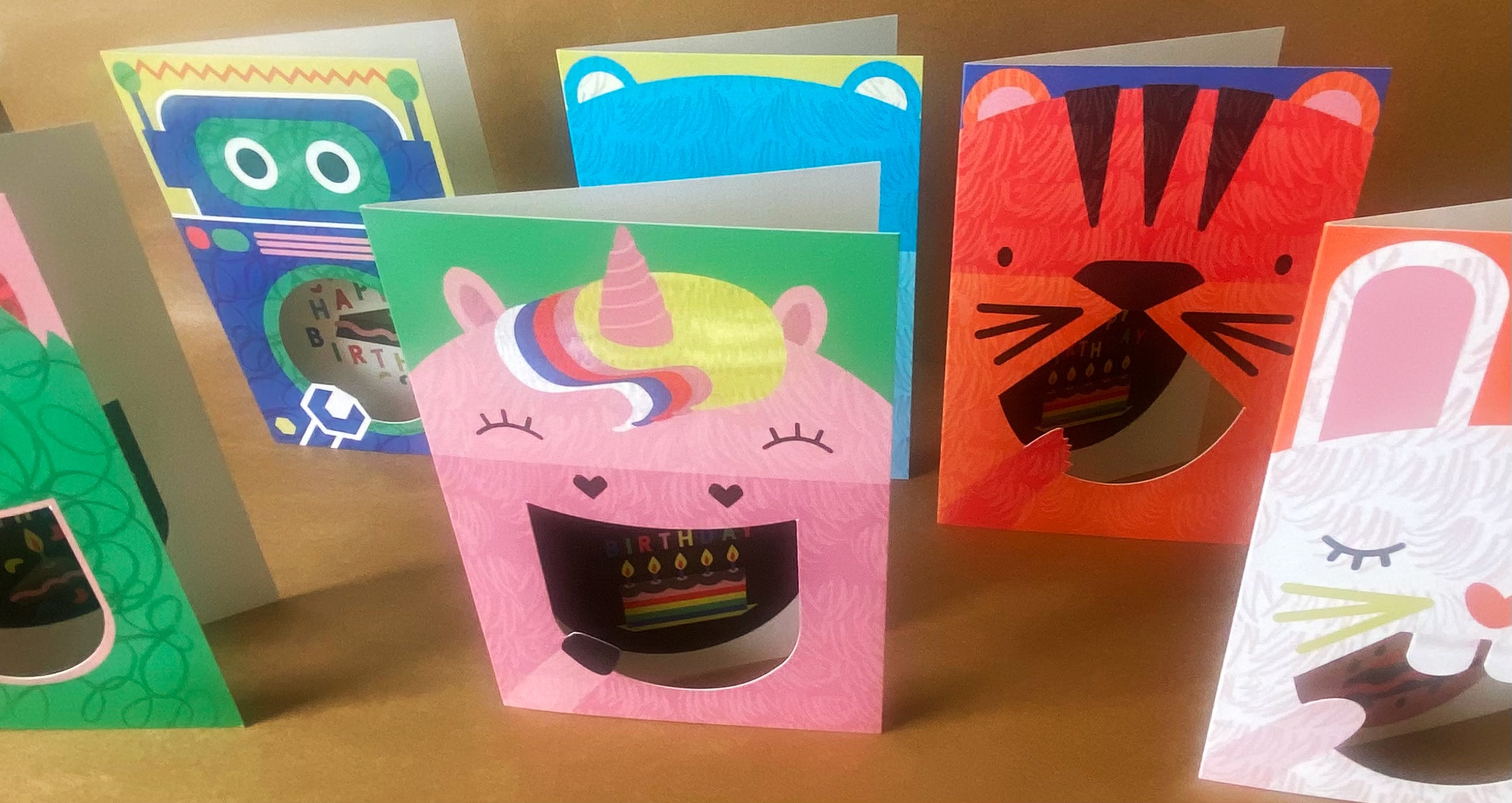 Unique kids birthday cards with fun cutouts