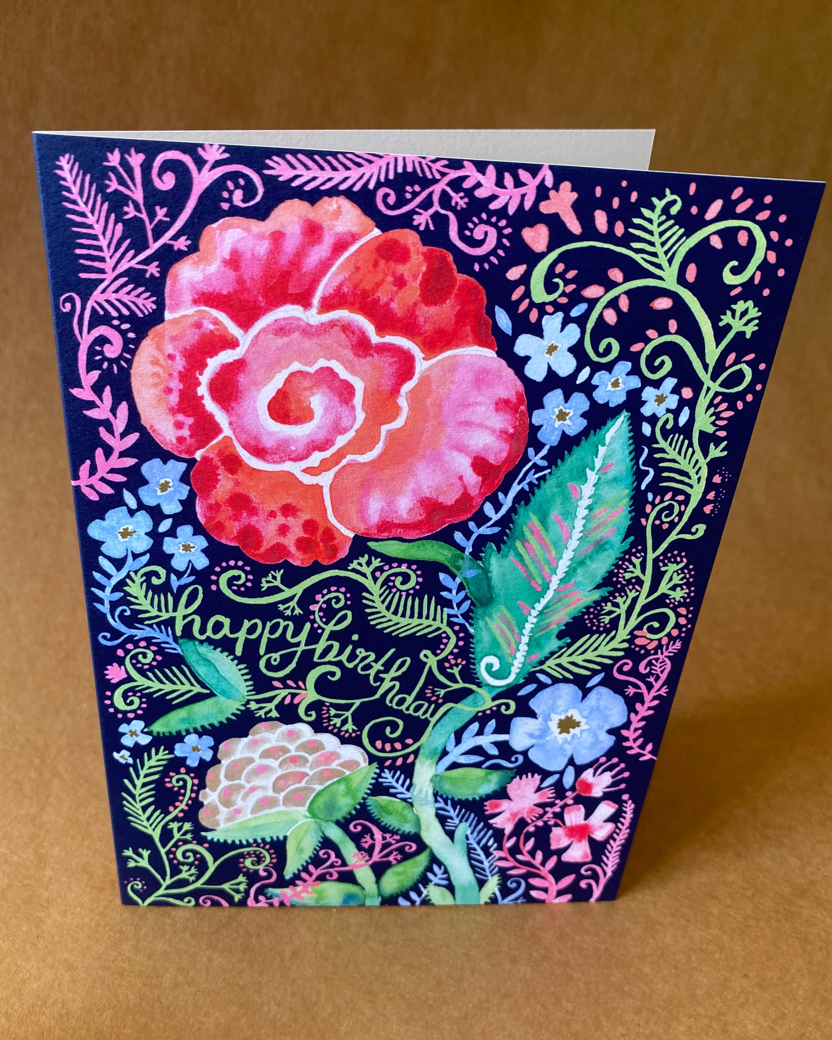 unique flowers birthday card