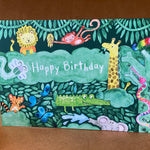cute jungle animals art happy birthday card