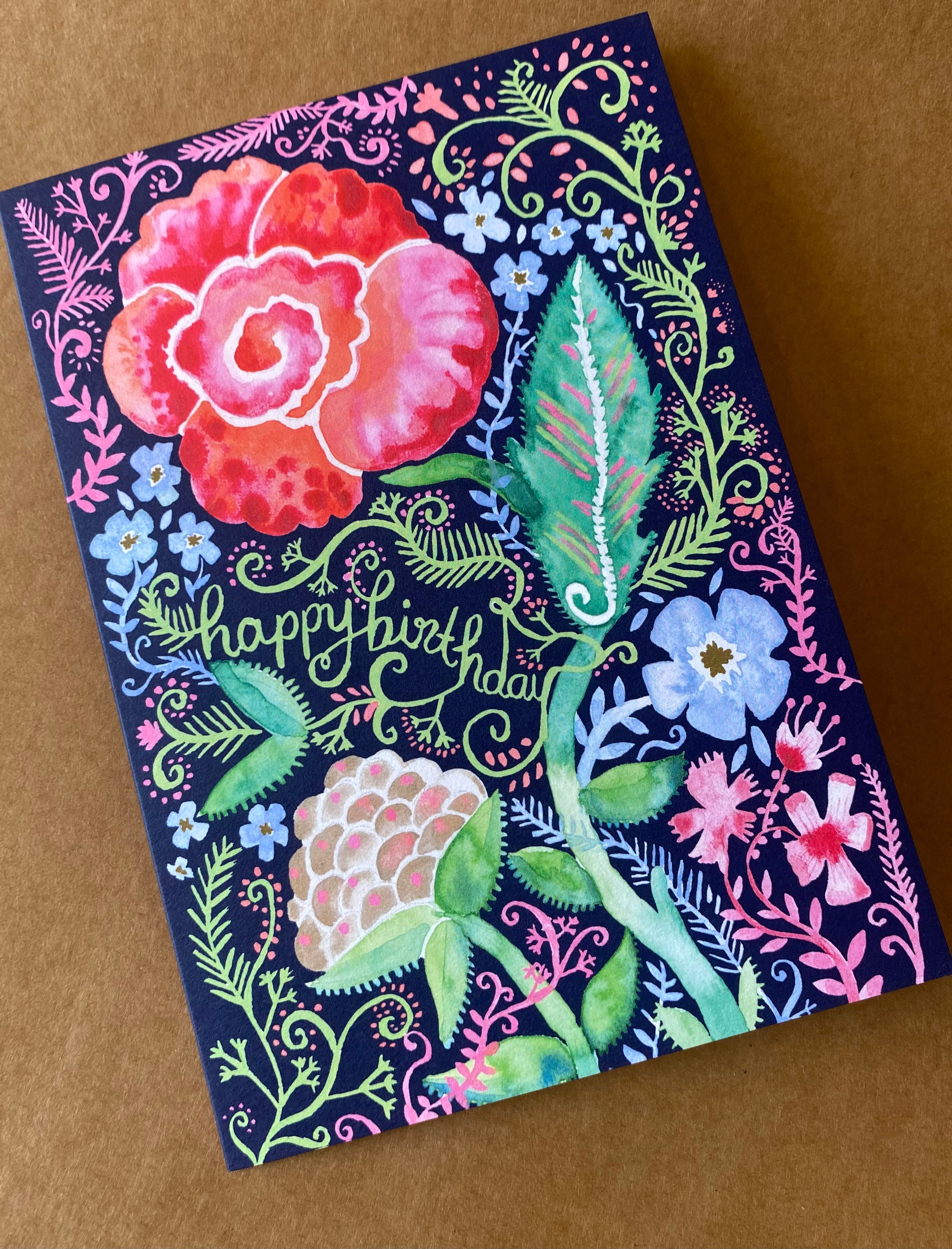 unique flowers birthday card