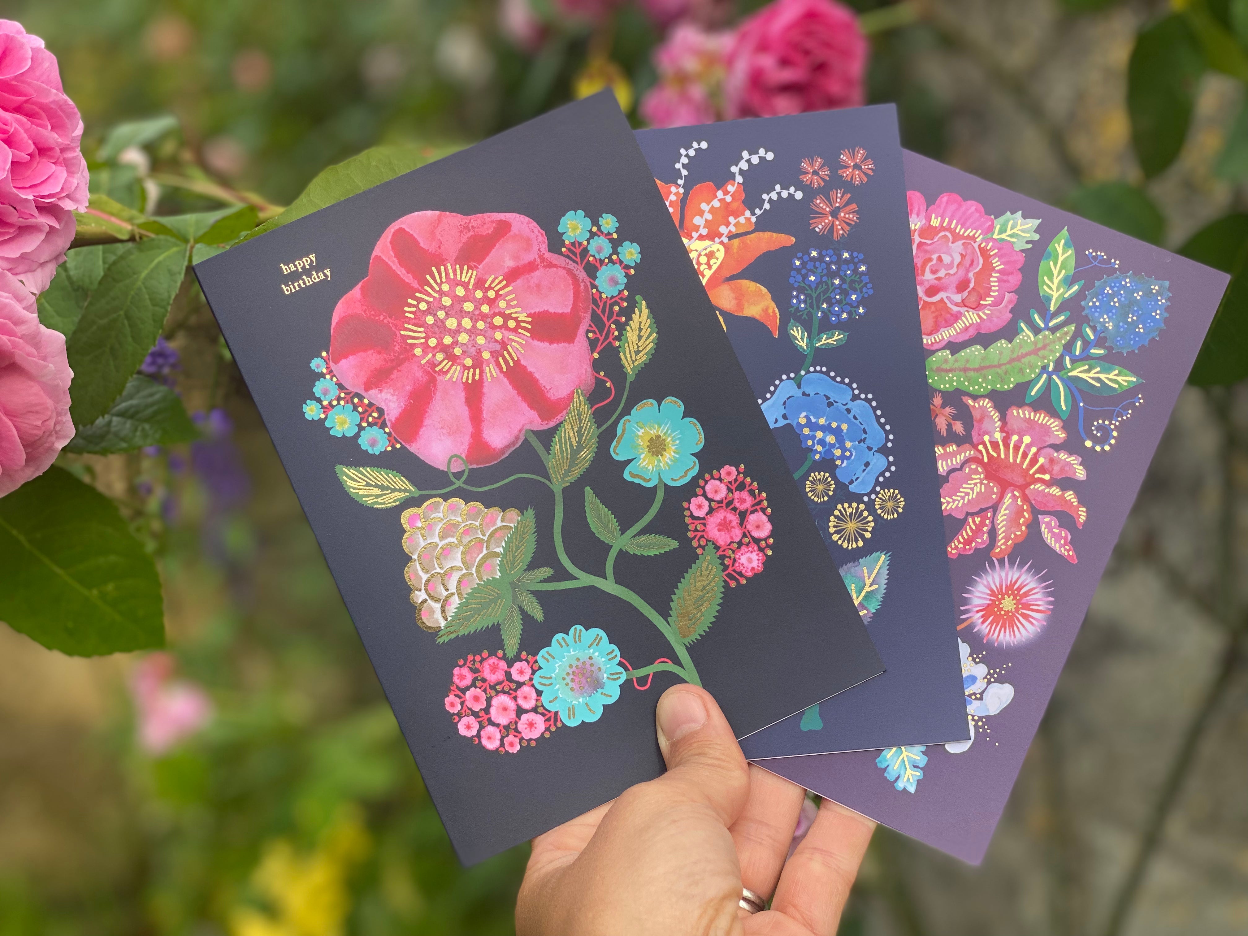 Beautiful floral Happy Birthday cards