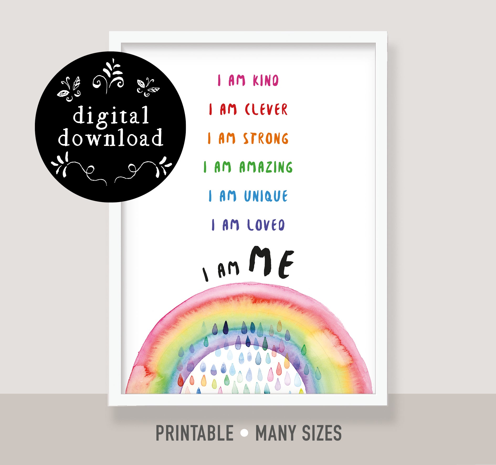 childrens personalised wall art positive affirmation digital download