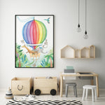 hot air balloon personalised childrens art print in nursery