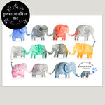 personalised elephants kids babies art print
