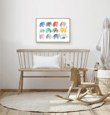 personalised elephants kids babies art print