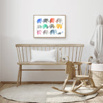 kids wall art colourful elephants in nursery
