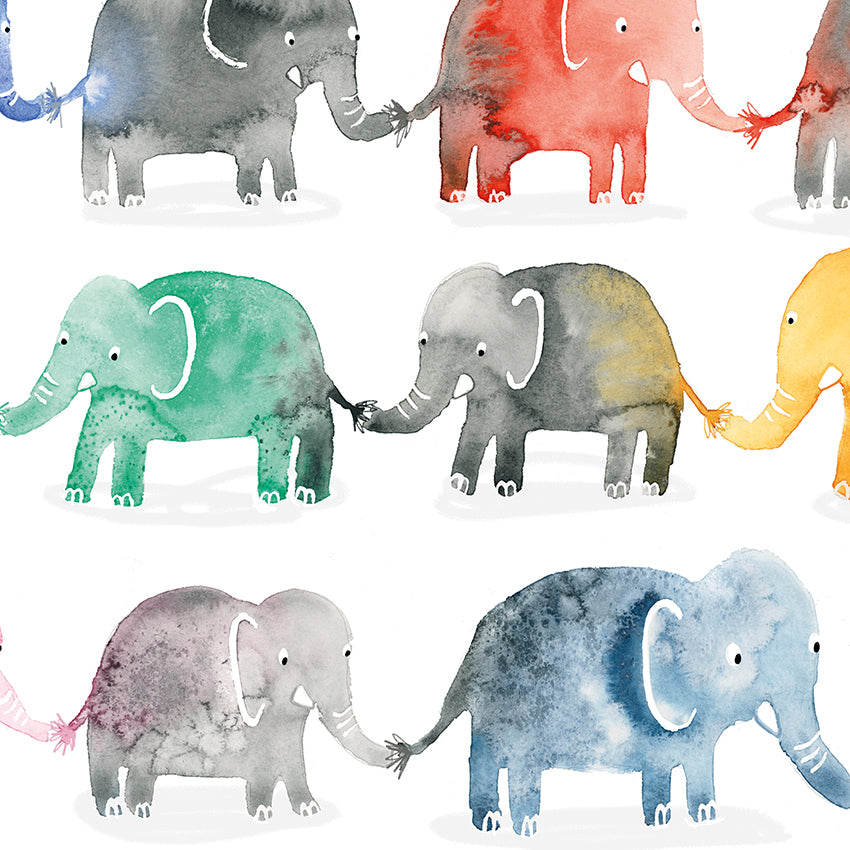 kids wall art colourful elephants 