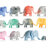 kids rainbow elephants wall art print