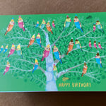 cute budgie bird art happy birthday card
