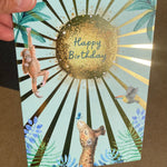 happy birthday card jungle animals sun
